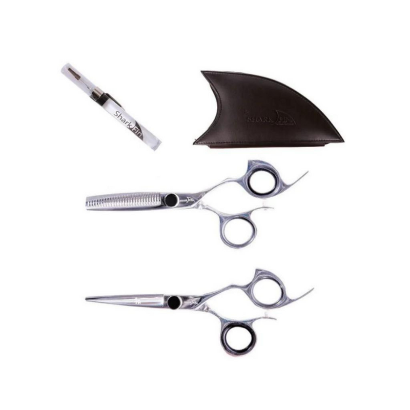 Shark Fin Left-Handed Barber Shears Set - 6.25" Cutting & 7" Thinning Shear